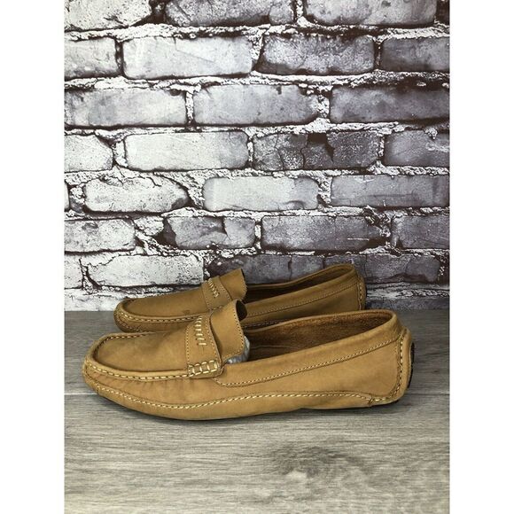 Clarks England Tan Nubuck Leather Slip On Driving Loafers Shoes Men 11M US/44EU - Picture 12 of 16